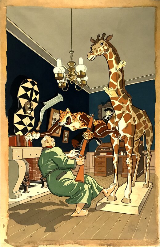 En vente - Olivier Schwartz, Spirou ET FANTASIO GOUACHE - Illustration originale