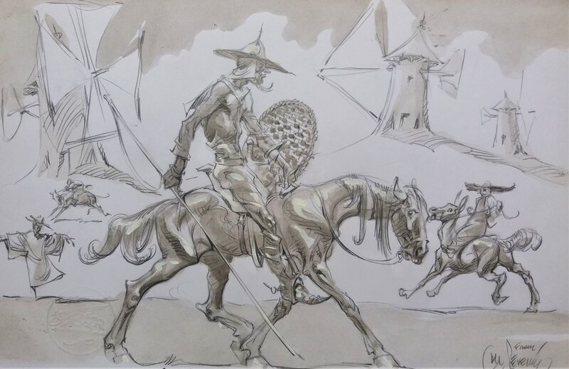 Al Severin, Don Quichotte & Sancho - Illustration originale