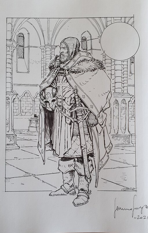 Germano Giorgiani, Jacque de Molay  dédicace - Planche originale