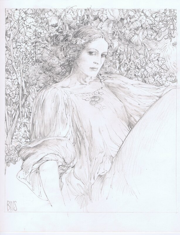 Barry Windsor-Smith - Nimue Cygnus Portfolio Cover - Original Illustration