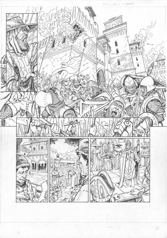 En vente - Germano Giorgiani, Clement V - planche 28 (30) - Planche originale