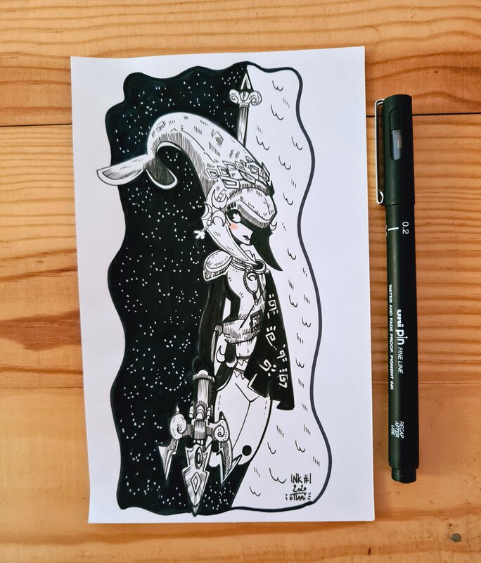 En vente - oTTami, Dessin original de l'Inktober 2020 : Mipha de Zelda Breath of the Wild - Illustration originale
