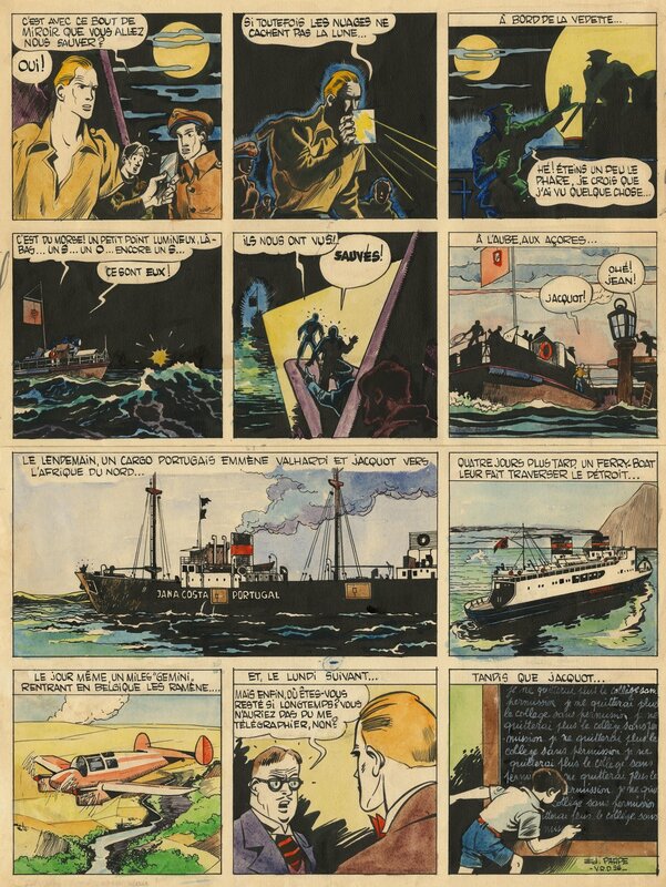 Eddy Paape, Yvan Delporte, Jijé, Jean Doisy, Paape, Valhardi, le Roc du Diable, planche n°26, 1949. - Comic Strip