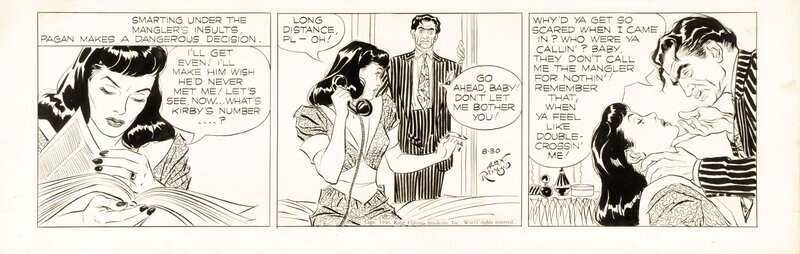 Rip Kirby Daily 8/30/46 by Alex Raymond Pagan Lee and the Mangler - Planche originale