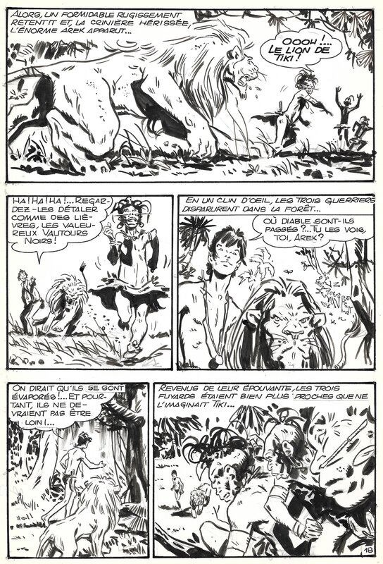 Stelio Fenzo, Loredana D'Este, Hugo Pratt, Giancarlo Ottani, Fenzo, Tiki le fils de la jungle, la folie de Bikohtonda, planche n°18, Lancelot #72, 1967. - Comic Strip