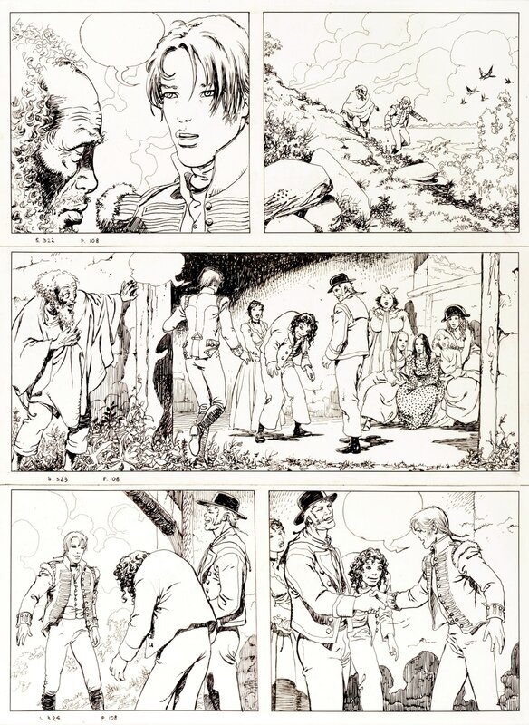 El Gaucho par Milo Manara, Hugo Pratt - Planche originale