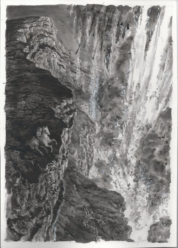 Laurent Gapaillard, Cavalier au bord du précipice - Original Illustration