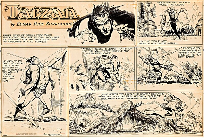 Burne Hogarth Tarzan Sunday 28.05.1950 - Comic Strip