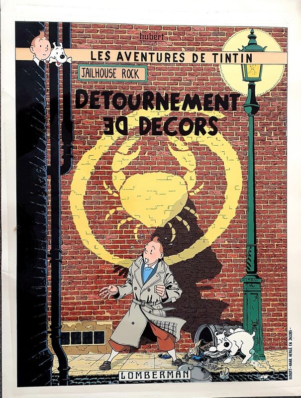 En vente - Hubert, Hommage à Hergé et Jacobs - Détournement de décors - Œuvre originale