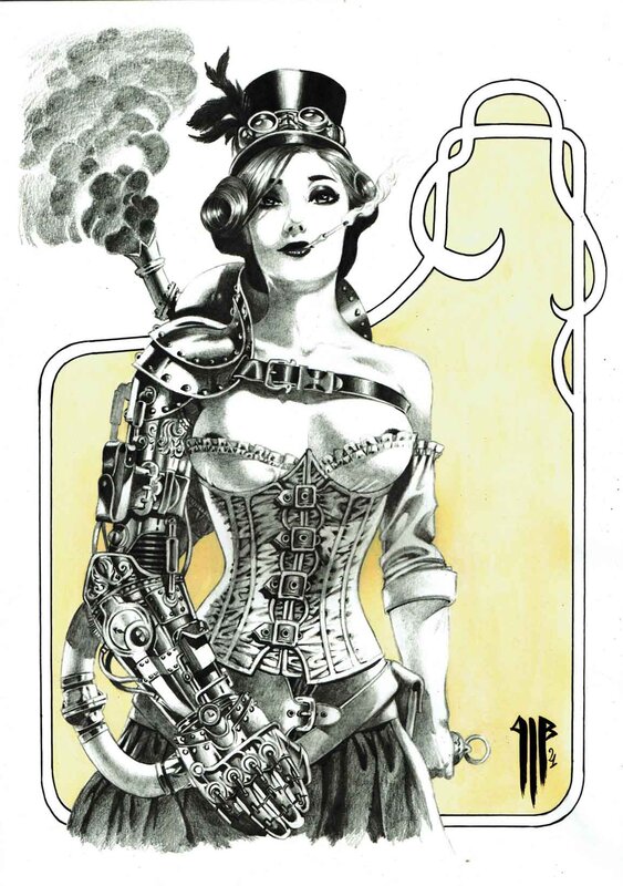 En vente - La femme steampunk par Philippe Bringel - Illustration originale