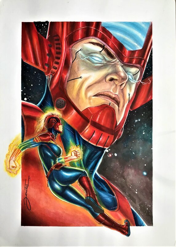 Jonatas, Captain Marvel et Galactus - Original Illustration