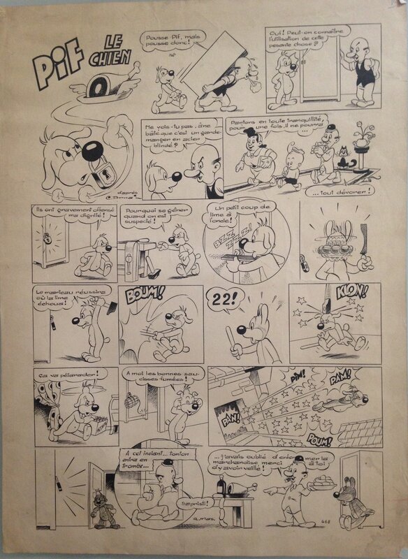 Roger Mas, Pif le chien (Vaillant 1954) - Planche originale