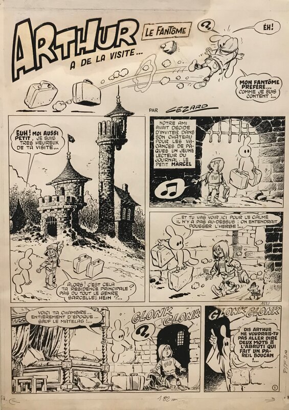 Cézard, Page de Garde 1 - Arthur Le Fantôme + Lecteur PIF Gadget - Planche originale