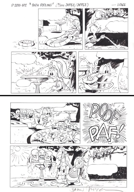 Daan Jippes, Daan Jipes | 2011 | Donald Duck Bath pooling - Comic Strip