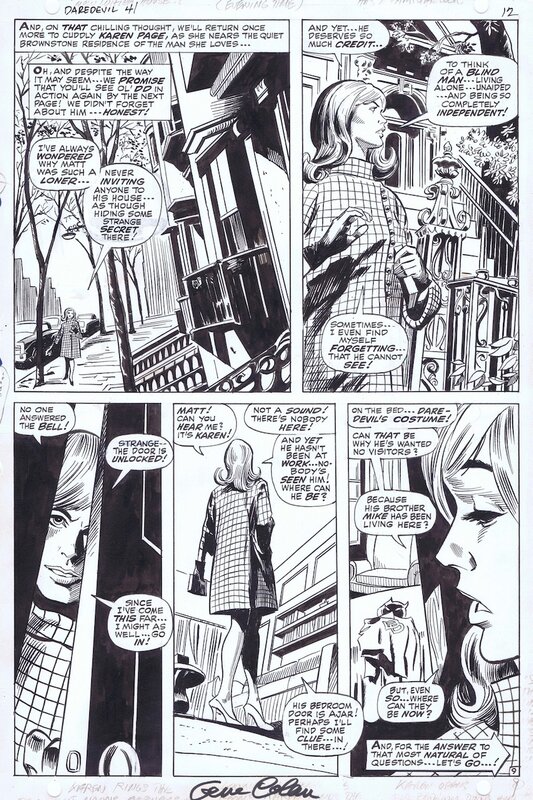 Gene Colan, John Tartaglione, 1968-06 Colan/Tartaglione: Daredevil #41 p09 w. Karen Page - Comic Strip