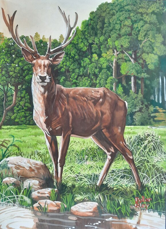 Peinture de chasse par Peter Glay - Planche originale