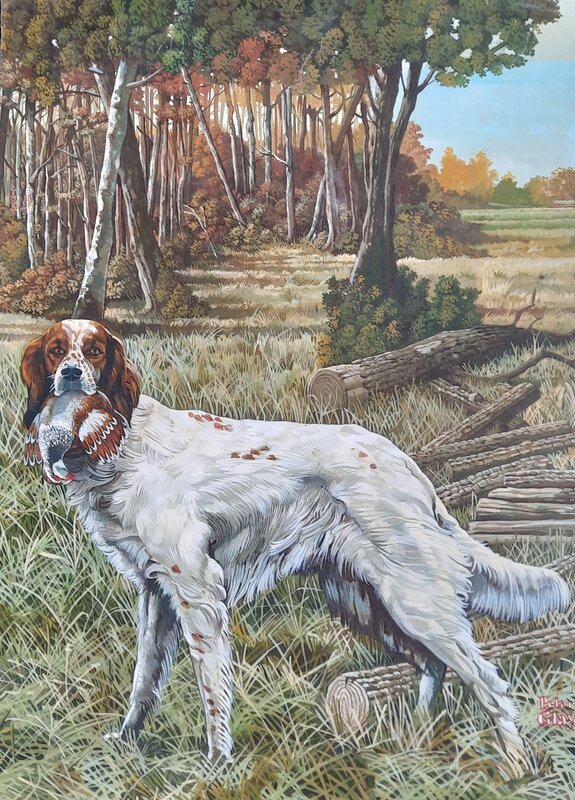 Peinture de chasse par Peter Glay - Planche originale