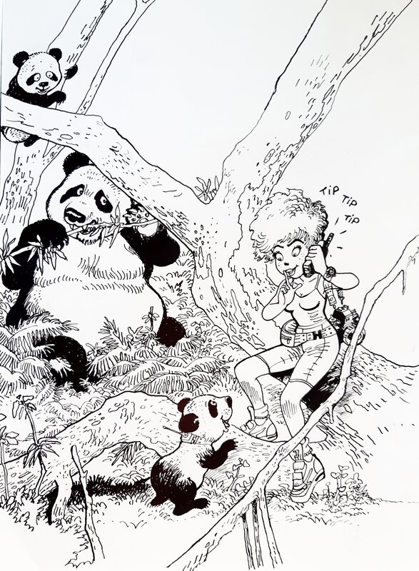 Marc Wasterlain, Couv. Jeannette Pointu Le grand panda T14 - Original Cover