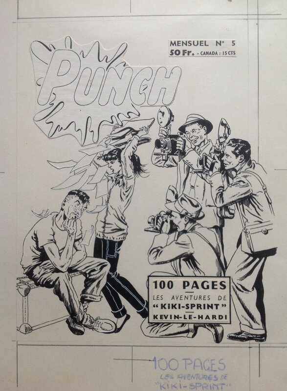 For sale - Atelier Chott, Georges Langlais, Vicente Ramos, Atelier Chott Punch 5 Couverture Originale Planche N&B aventure Kiki Sprint Photo appareil journaliste , Petit Format SER 1958 - Original Cover