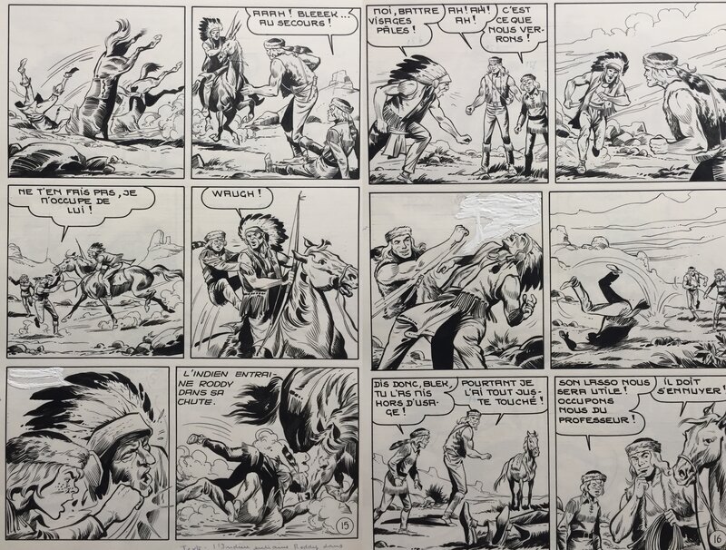For sale - Enzo Chiomenti, Antonio Chiomenti, EsseGesse, Chiomenti, Blek le Roc, La Grande Cavalcade, diptyque des planches n°15 et 16, Spécial KIWI#2, 1960. - Comic Strip
