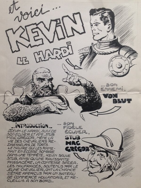 For sale - Atelier Chott, Rémy Bordelet, Rémy, Rémy Bordelet RÉMY , Pub Annonce 2 Les Héros KEVIN Le Hardi & Von Blut , Bd Petit Format BIG HORN 1 Atelier Chott 1957 - Original Illustration