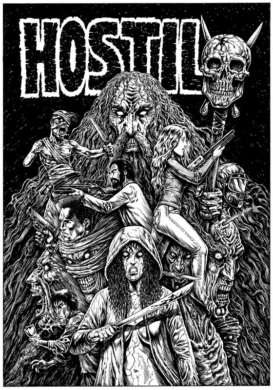 Raúlo Cáceres, Alex Hernandez, Couverture roman Hostil - Illustration originale