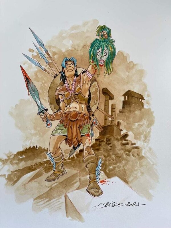 Persée et Méduse par Didier Crisse - Illustration originale