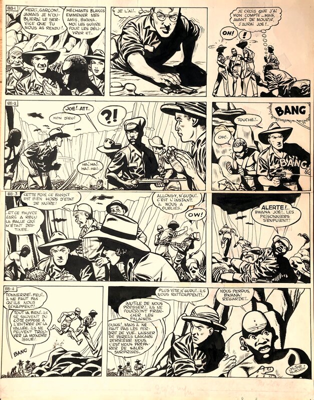 Victor Hubinon, Tiger Joe - La Piste de l'Ivoire - Planche originale 88 - Planche originale