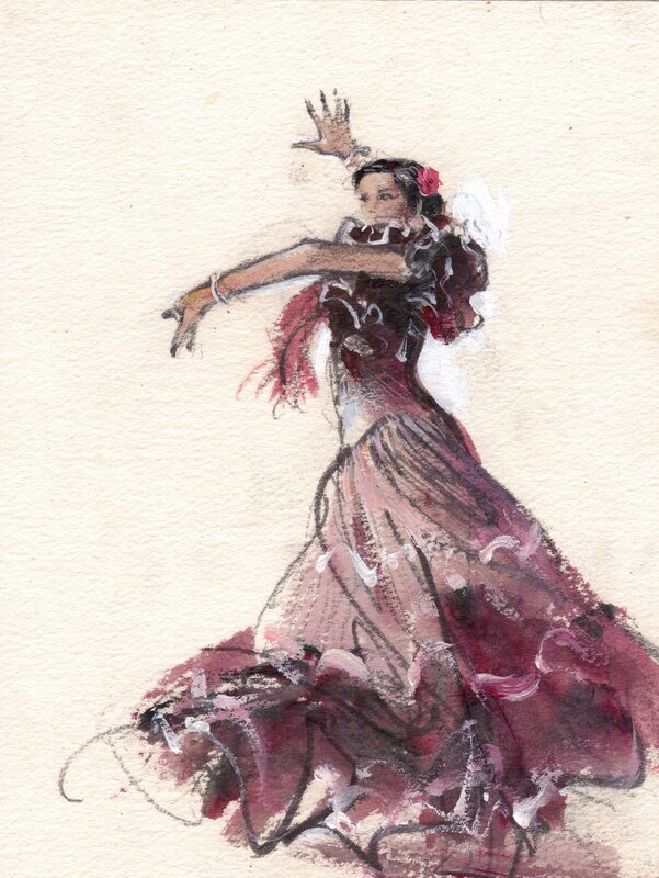 Flamenco dancer by René Follet - Original Illustration