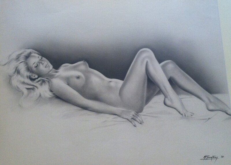 Lavis femme nue par Michel Gourdon - Planche originale