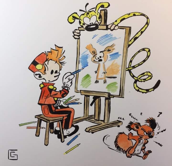 Claire Guerif, Claire Guérif , hommage à Franquin - Original Illustration