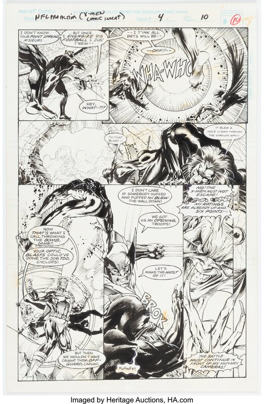 Michael Bair, Nfl Pro Action Magazine Uncanny X-Men #4 Unpublished Story Page 10 Original Art (Marvel, 1994) - Comic Strip