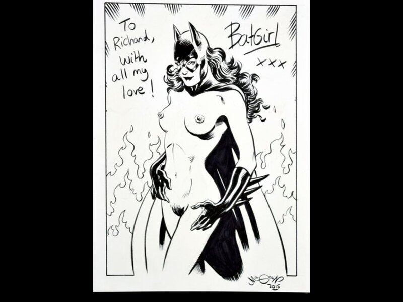 Chris Malgrain, Batgirl Illustration à l'encre de chine, travail de commission, signée en bas à droite et daté 2015 30 x 21 cm - Planche originale