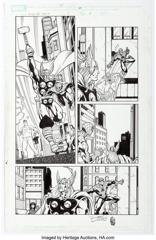Ron Lim Scott Koblish, Spider-Man Team-Up # 4 Histoire Page 6 Art original Thor (Marvel Comics, 2005) - Planche originale