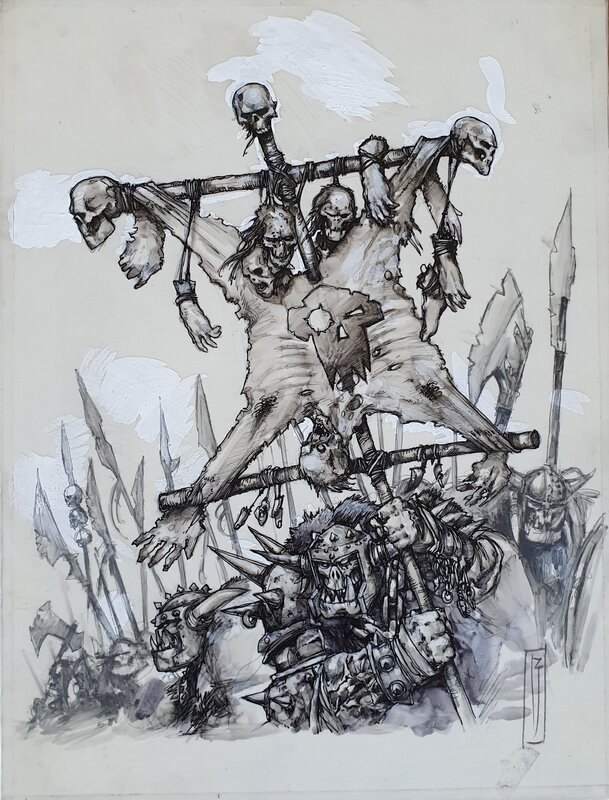 Paul Jeacock, Etendard Orc Warhammer - Illustration originale