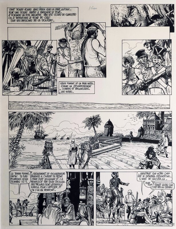 Franz, 1979 - Lester Cockney : Les Fous de Kaboul - ...Les Indes... - - Planche originale