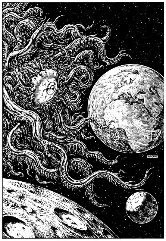 Raúlo Cáceres, Howard Phillips Lovecraft, Yaegha (Insania Tenebris Profeticum et pochette d'album) - Illustration originale