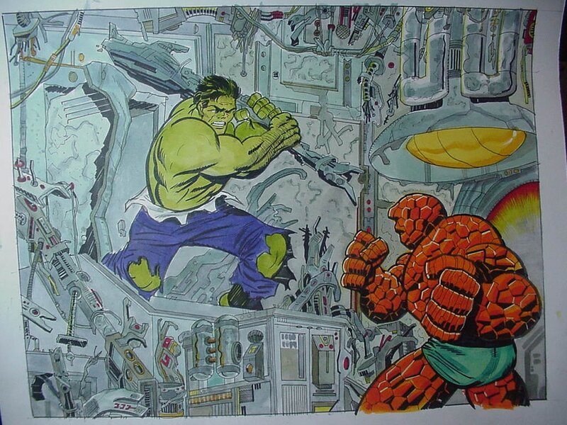 Angel Gabriele, Hulk vs La Chose (Fantastic Four) - Original Illustration
