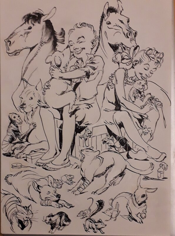 Nos amis by Al Severin - Original Illustration