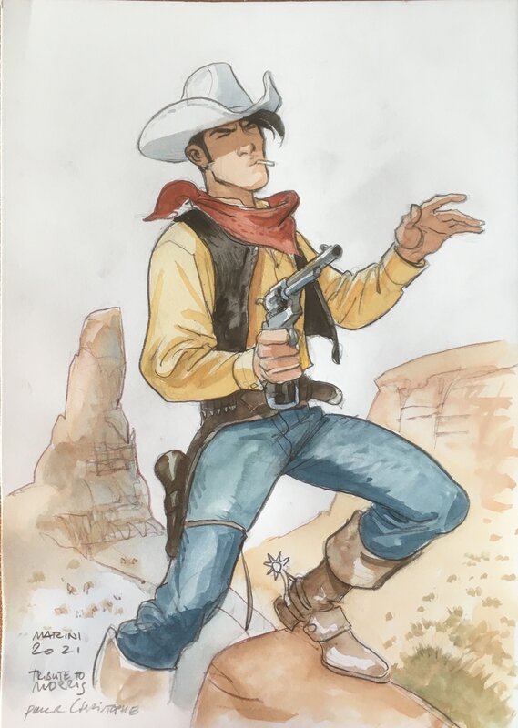 Hommage Lucky Luke par Enrico Marini - Illustration originale