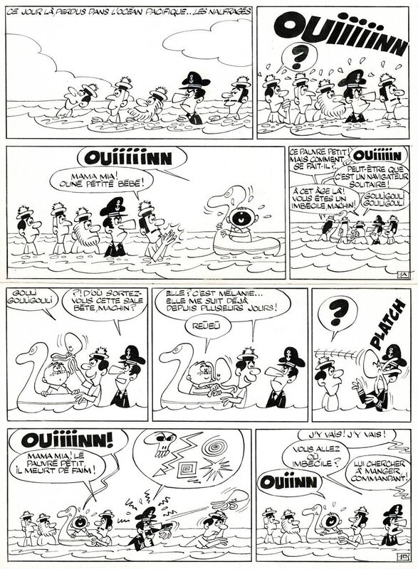 Serge Gennaux, Raoul Cauvin, Les Naufragés, planche inédite, circa 1971. - Comic Strip