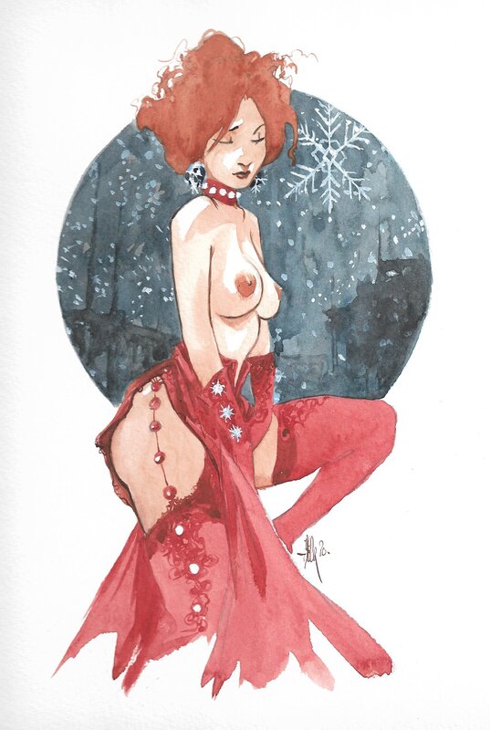 Pin up de Noël by Fabrice Meddour - Original Illustration