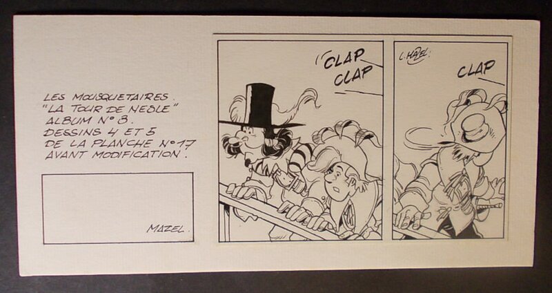 Mazel, Raoul Cauvin, Les Mousquetaires n° 3 « La Tour de Nesle », planche 17, cases alternatives 4 et 5, 1991. - Comic Strip