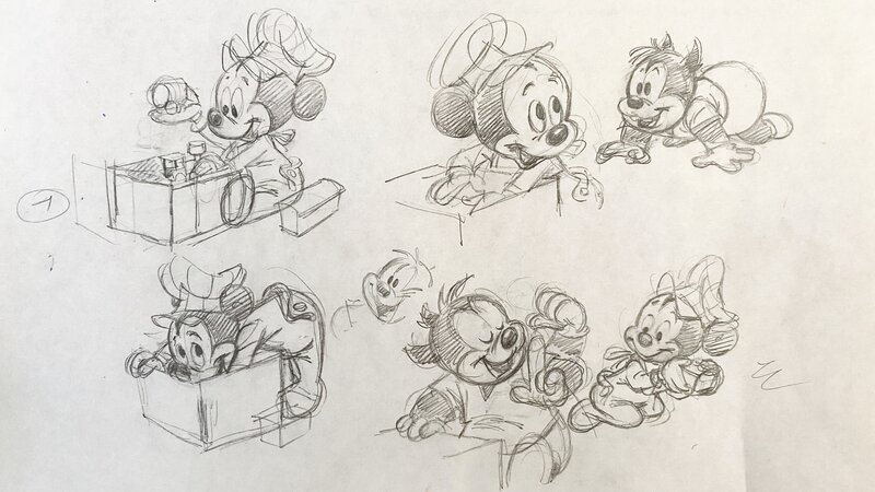 Mickey Baby par Claude Marin, Walt Disney, Studios Disney - Planche originale