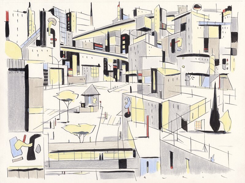 François Avril  - City - Original Illustration