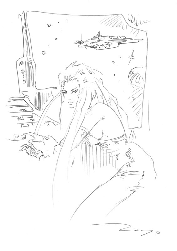 Woman In Space by Luis Royo - Sketch