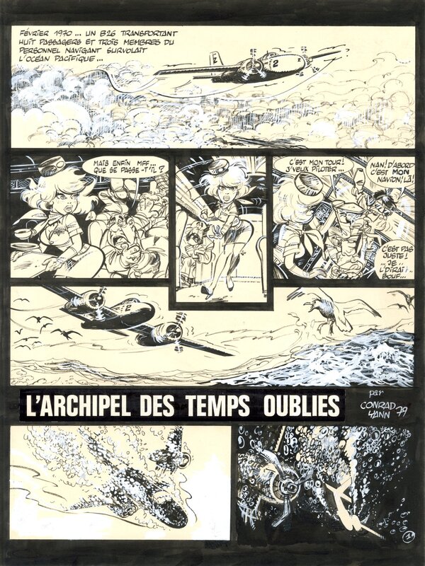 Didier Conrad, Yann, L'Archipel des temps oubliés (parodie de Natacha) - Planche 1 - Planche originale