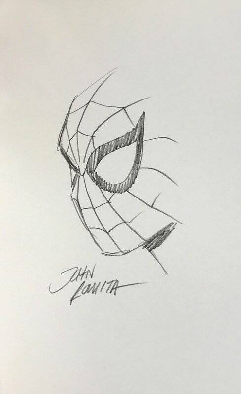 Spider-Man Head Sketch - John Romita - Dédicace
