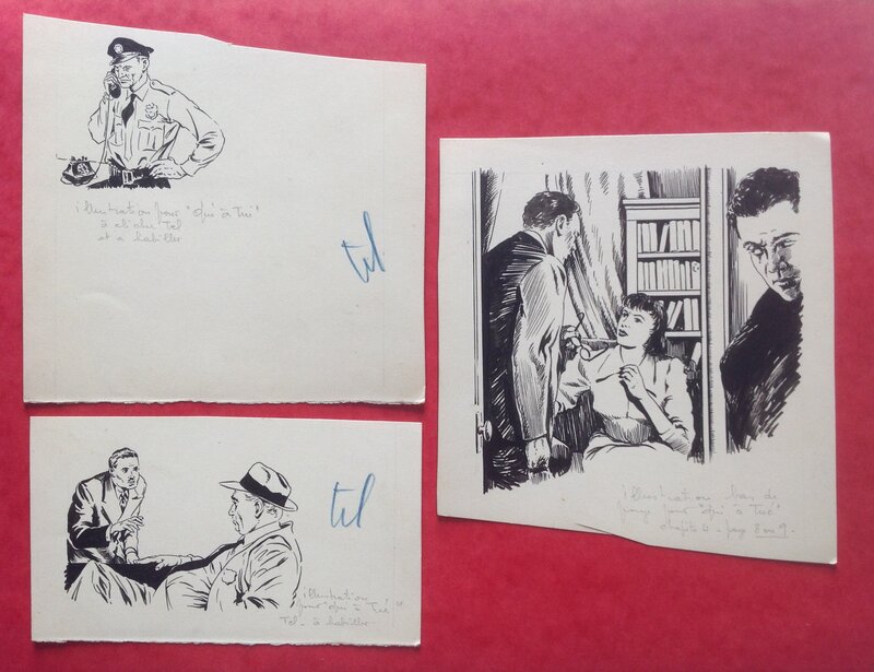 En vente - Chott Pierre Mouchot Fantax Magazine 3 ... Qui a Tué ? , Dessin illustration planche originale encre de Chine 1952 - Illustration originale