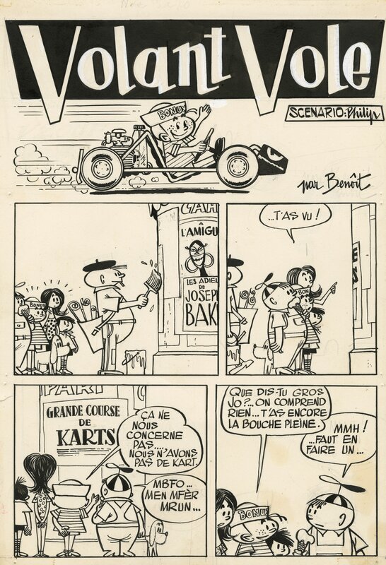 Jijé, Benoît, Philip, Bonux Boy, « Volant vole », planche 1, 1961. - Comic Strip